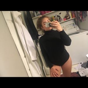Black turtleneck bodysuit